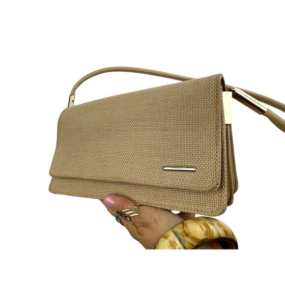Vintage Handbags - 90's NINE WEST beige woven small shoulder bag